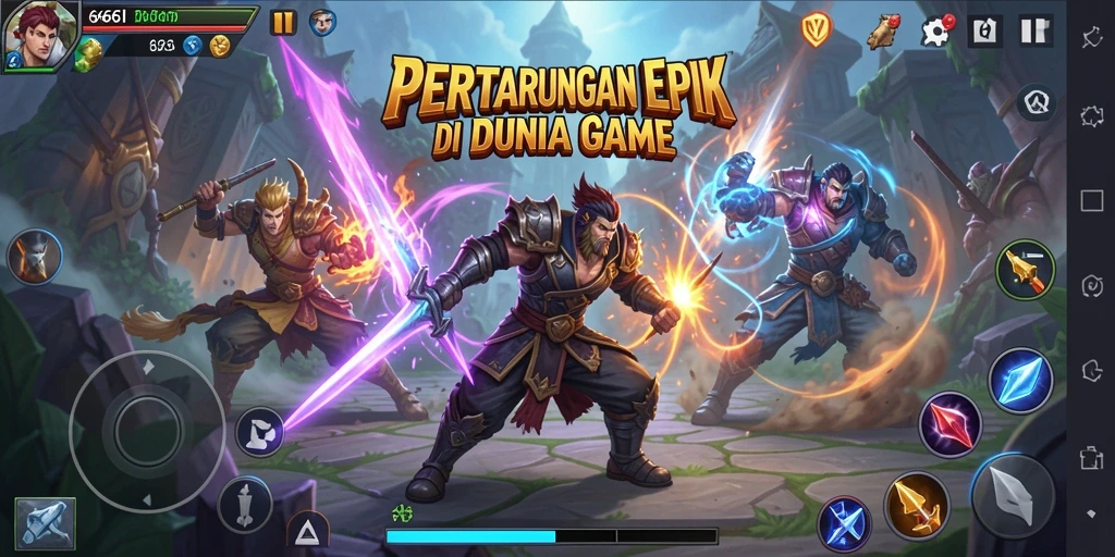 Gameplay Fighting yang penuh aksi dan strategi.