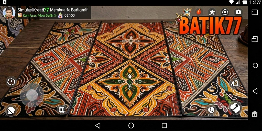 Screenshot utama BATIK77 menunjukkan proses menciptakan batik yang menarik dan interaktif.