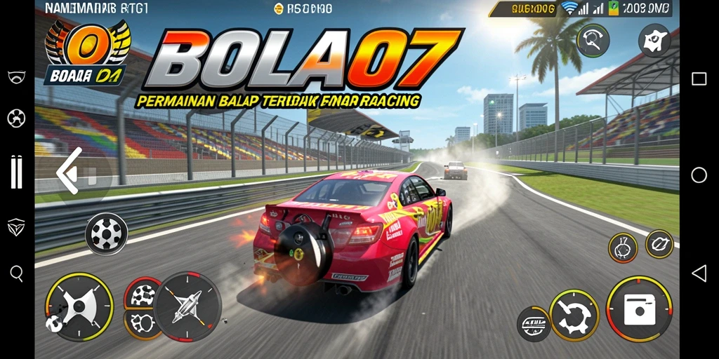Screenshot gameplay BOLA07 menampilkan balapan seru dan grafis yang memukau.