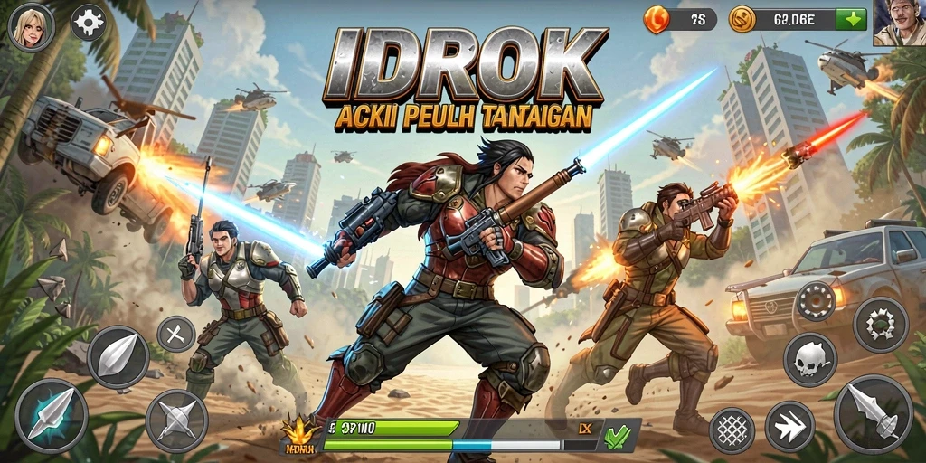Tampilan aksi mendebarkan dalam IDROK dengan grafis menawan.