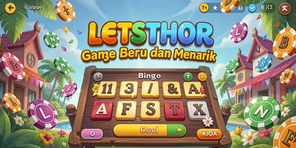 Tampilan gameplay seru LETSTHOR dengan tema Bingo berwarna-warni.