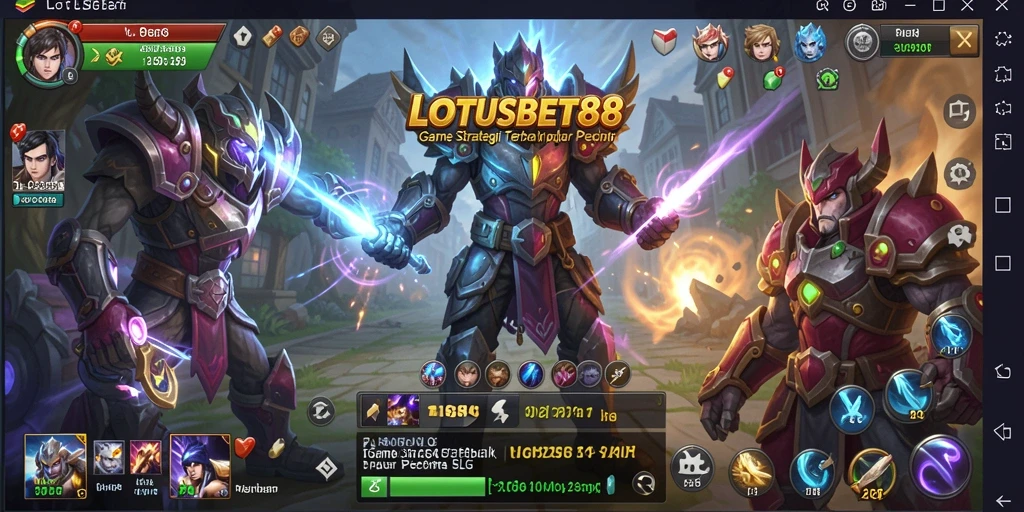 Screenshot LOTUSBET88 menampilkan aksi pertempuran seru dalam game SLG.