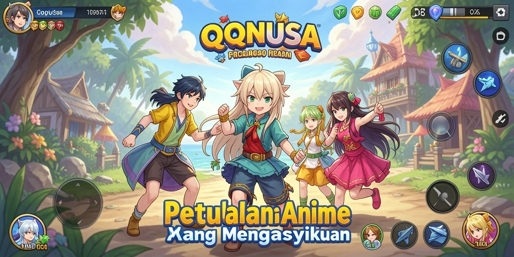 Tampilan gameplay seru di dunia anime yang penuh warna.