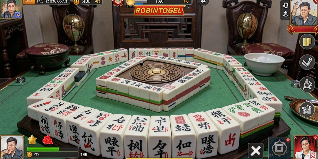 Tampilan gameplay menarik dari ROBINTOGEL saat bermain Mahjong.