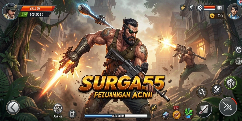 Tangkapan layar SURGA55 menampilkan aksi seru dalam pertempuran.