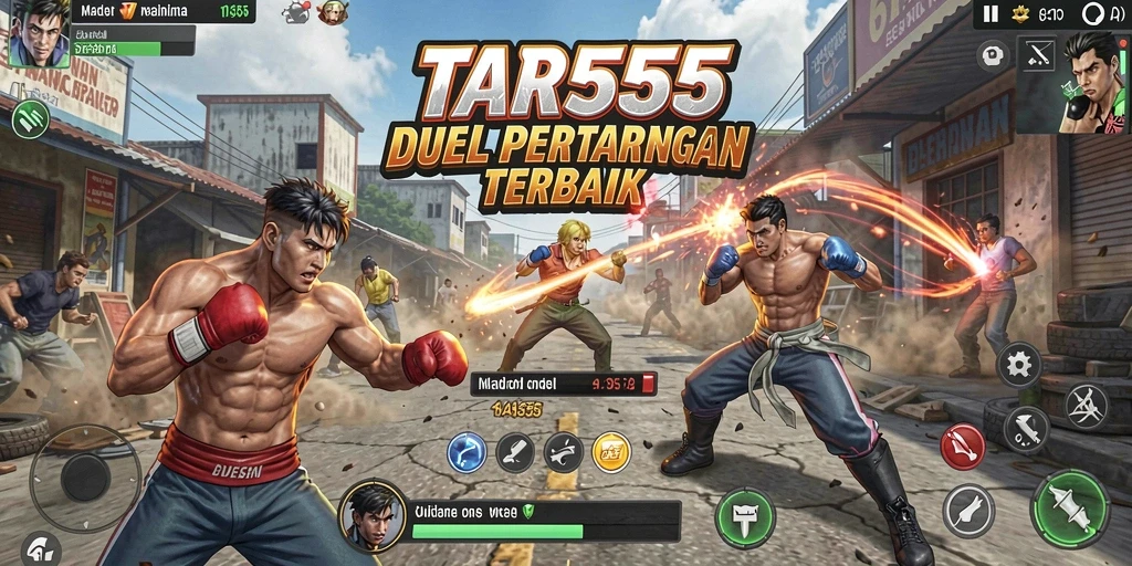 Tampilan aksi seru dalam pertarungan TAR555 yang menegangkan.
