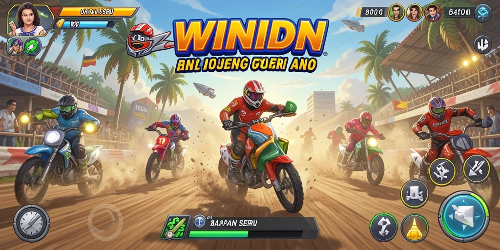 Screenshot gameplay balap seru di WINIDN dengan kendaraan cepat.